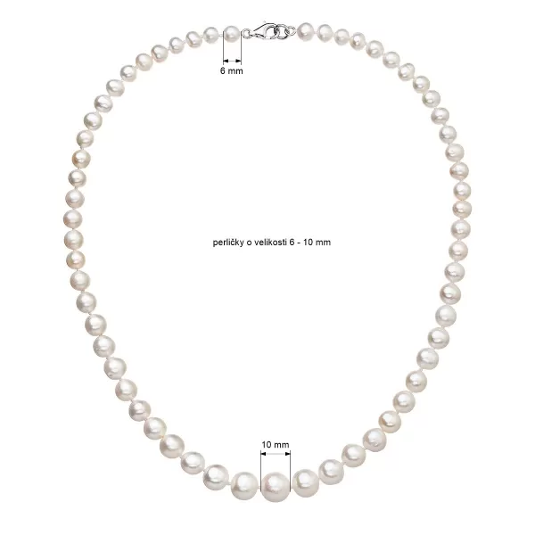 Perlový náhrdelník z odstupňovaných pravých riečnych perál biely 22040.1
