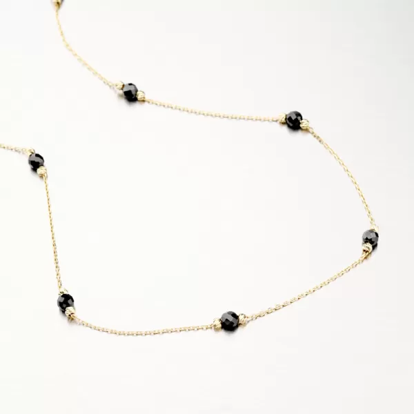 Zlatý náhrdelník s čiernymi zirkónmi PKL15-002