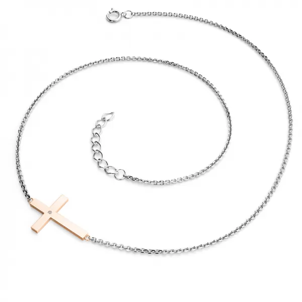 Krížový a diamantový náhrdelník 10947-NH01-BCV