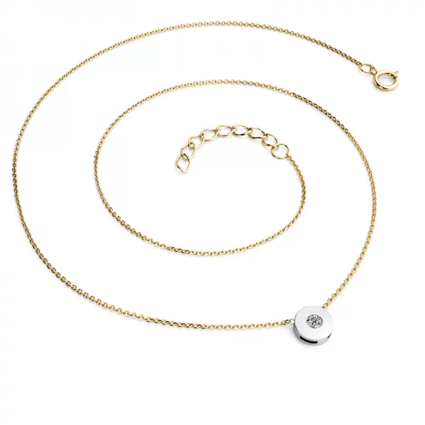 Dámsky náhrdelník žlté zlato 585/1000 prírodný diamant 0,055 ct G/SI s briliantom 10911-NH01-ZLB