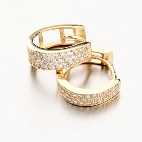 Dámske náušnice žlté zlato 585 prstene so zirkónmi 12-676