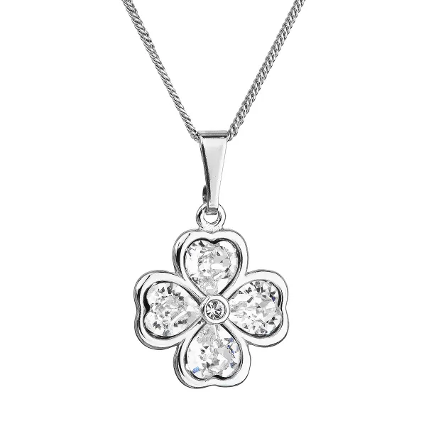 Strieborný náhrdelník s kryštálmi Swarovski štvorlístok 32085.1 crystal