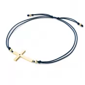 Dámsky náramok prírodný diamant 0,006 ct kabbalah s krížikom a čierny 10947-NRS-MOD-ZL-Black