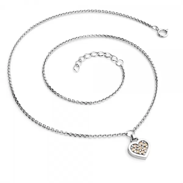 Náhrdelník z bieleho zlata so srdiečkami so brilancami 10881-NH01A-B-Champ