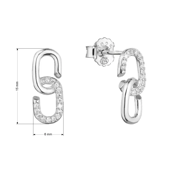 Strieborné náušnice visiace očká so zirkónmi 11439.1 crystal