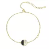 Pozlátený strieborný náramok retiazka s okrúhlym čiernoperleťovým príveskom 13026.1