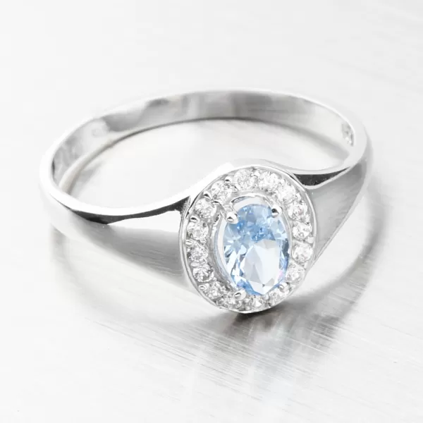 Dámsky prsteň z bieleho zlata 585 zirkón akvamarín a 51GZ-8055-B-AKVA
