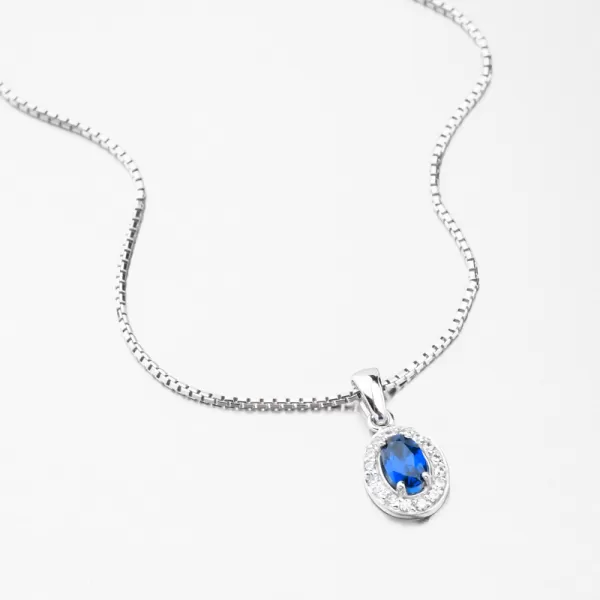 Dámsky prívesok zirkón zafír a biele zlato 53GZ-8056-B-SAF