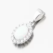 Dámsky prívesok biele zlato 585 zirkón biely opál a 13-405