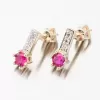 Dámske náušnice zo žltého zlata 585 zirkón s rubínom a 52GZ-8057-ZL-RUB