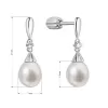 Strieborné náušnice visiace s riečnou perlou a malým zirkónom biela 21105.1B