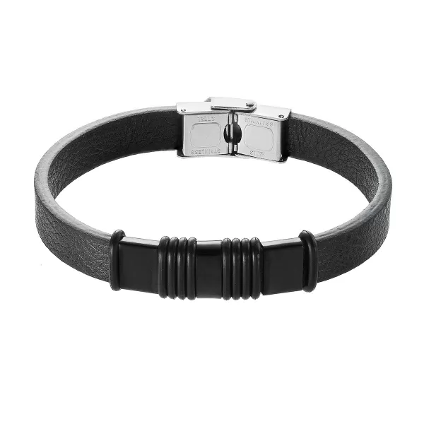Náramok pánsky z čiernej koženky 43034.3 čierny
