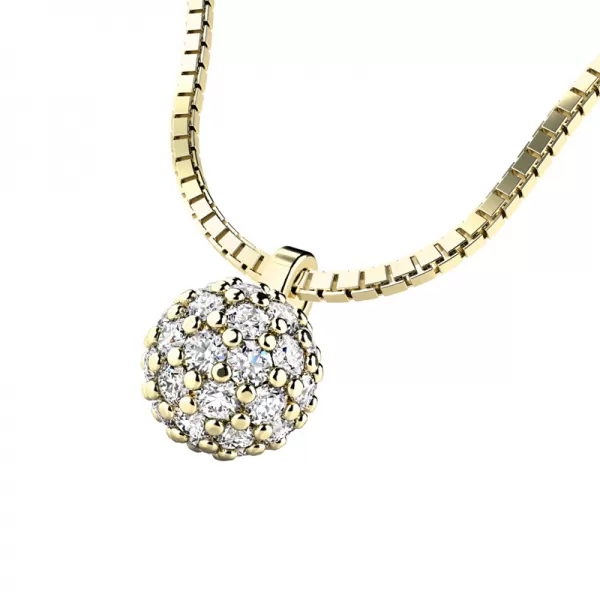 Dámske žlté zlato 585/1000 prírodný diamant 0,286 ct G/SI guľôčkový náhrdelník 10971-NH01-ZL