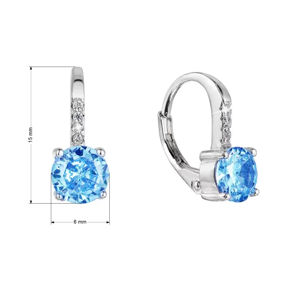 Strieborné náušnice detské okrúhle so zirkónmi 11478.3 aqua