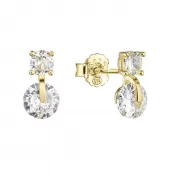 Pozlátené strieborné náušnice kôstky s 2 zirkónmi 11432.1 crystal
