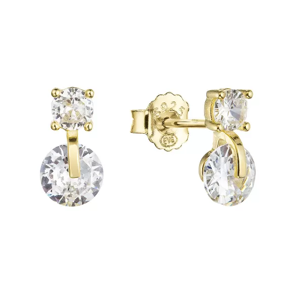 Pozlátené strieborné náušnice kôstky s 2 zirkónmi 11432.1 crystal