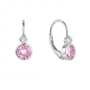 Strieborné náušnice detské okrúhle so zirkónmi 11479.3 rose