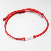 Náramok z červeného povrázku so symbolom nekonečno z bieleho zlata LT14-002-B