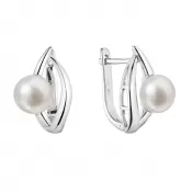 Strieborné náušnice visiace s riečnou perlou bielej 21100.1B