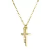 Pozlátený strieborný náhrdelník dva malé krížiky a biele zirkóny 12059.1