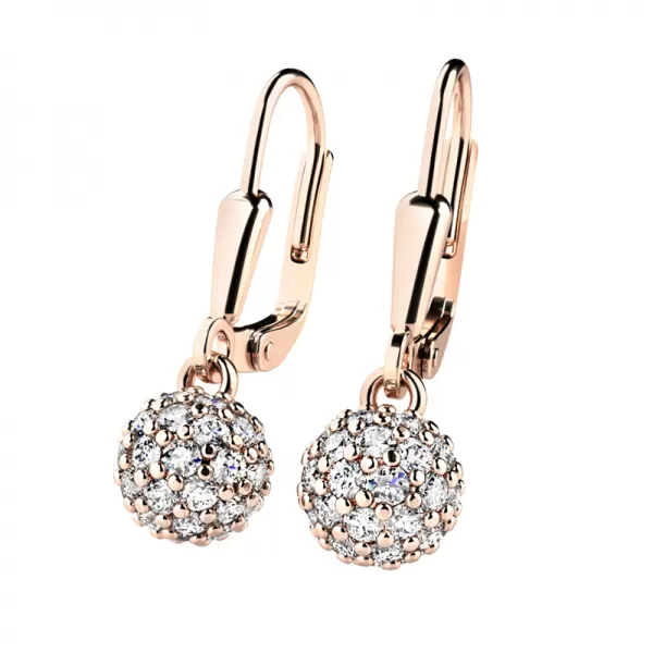 Zlaté visiace guličky s diamantmi 10971-KL-CV-DIA