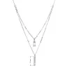 Strieborný náhrdelník gulička a úzky obdĺžnik so zirkónmi biely 12057.1 crystal