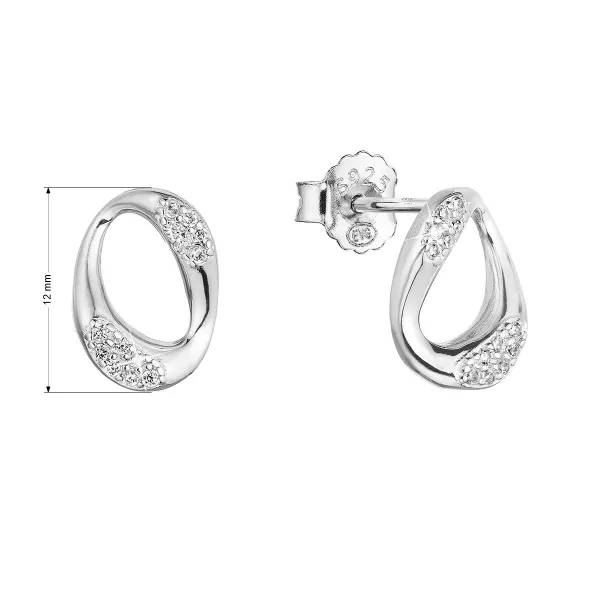 Strieborné náušnice kôstky ovál so zirkónmi 11423.1