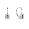 Strieborné náušnice detské kvietky so zirkónmi 11476.3 violet