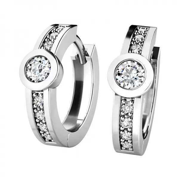 Dámske náušnice biele zlato 585/1000 prírodný diamant 0,248 ct G/SI kruhy 10968-B-DIA