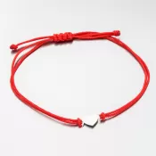 Náramok z červeného povrázku so srdcom z bieleho zlata LT14-004-B