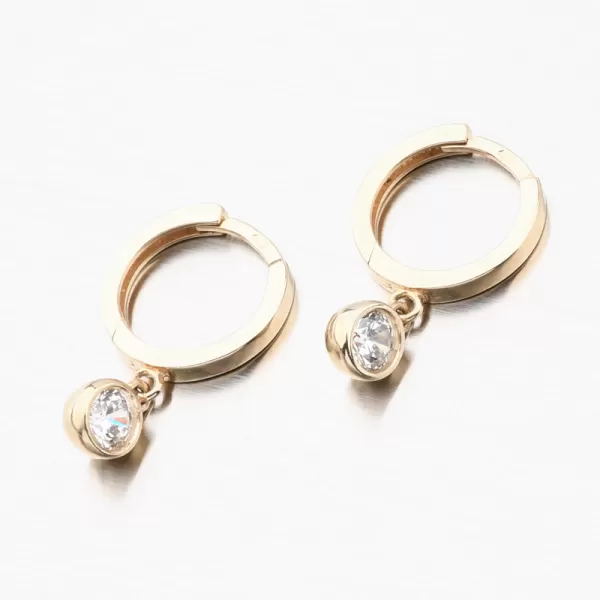 Dámske náušnice žlté zlato 585 zirkón krúžky 12-699