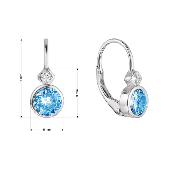 Strieborné náušnice detské okrúhle so zirkónmi 11479.3 aqua