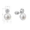 Strieborné náušnice kôstky s riečnou perlou button a jedným zirkónom 21089.1B