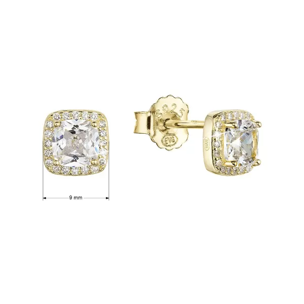 Pozlátené strieborné náušnice kôstky kosoštvorec so zirkónom 11438.1 crystal