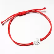 Náramok z červeného povrázku s písmenom M z bieleho zlata LT14-008B-M