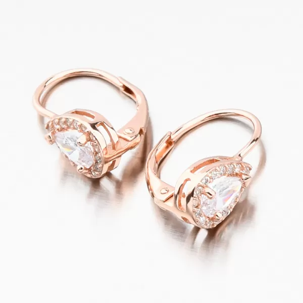 Ružovo pozlátené strieborné náušnice so zirkónmi UCST-122231