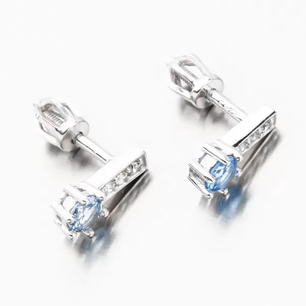 Dámske náušnice biele zlato 585 zirkón akvamarín a 52GZ-8057-B-AKVA