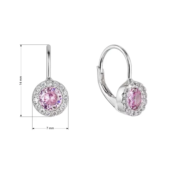 Strieborné náušnice detské okrúhle so zirkónmi 11475.3 rose