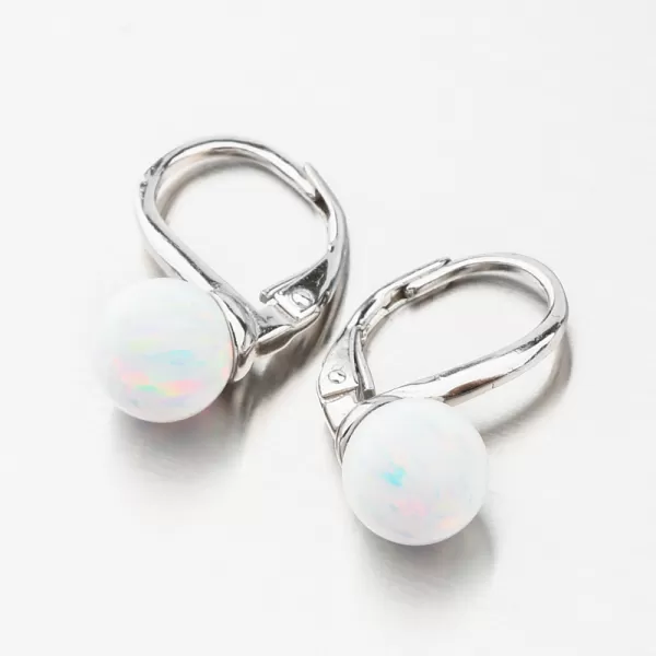 Strieborné náušnice s bielym opálom UCST-121745