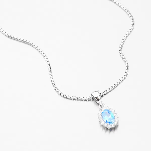 Dámsky prívesok zirkón akvamarín a biele zlato 13-406