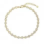 Pozlátený strieborný náramok retiazka osadený okrúhlymi zirkónmi biely 13027.1 crystal