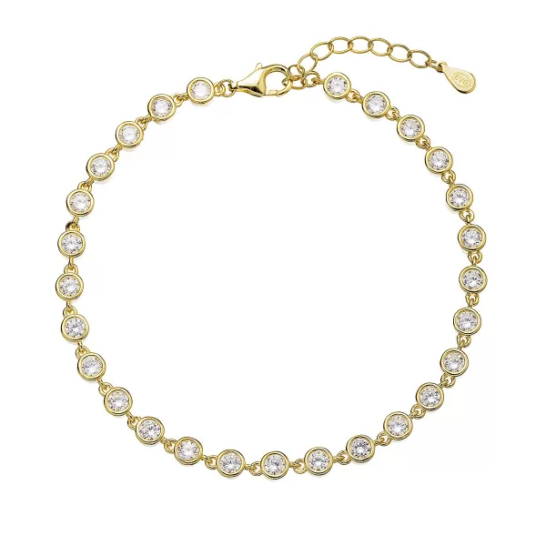 Pozlátený strieborný náramok retiazka osadený okrúhlymi zirkónmi biely 13027.1 crystal