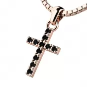 Prívesok - krížik s čiernymi briliantmi 140018-02-CV-Black-DIA