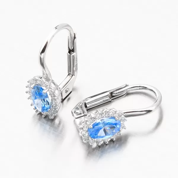 Dámske náušnice biele zlato 585 zirkón akvamarín a 12-704