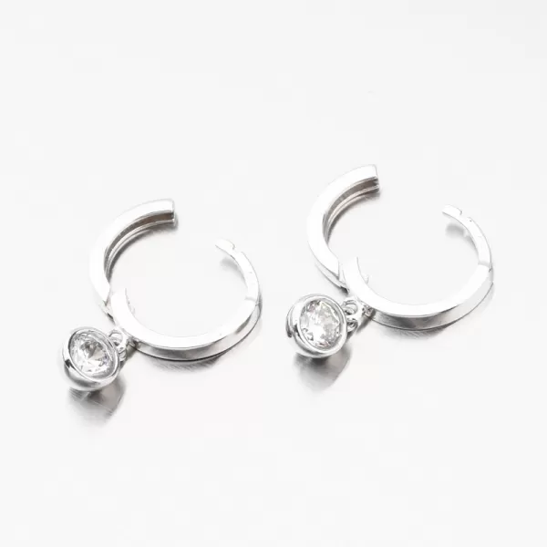 Dámske náušnice biele zlato 585 zirkón krúžky 12-686