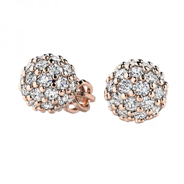 Zlaté náušnice - guličky s diamantmi 10971-NS-CV-DIA
