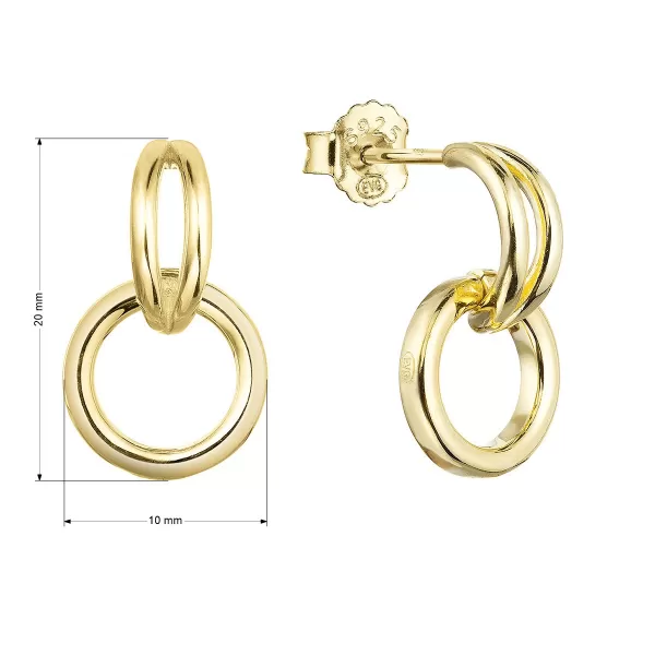 Pozlátené strieborné náušnice visiace krúžky 61016