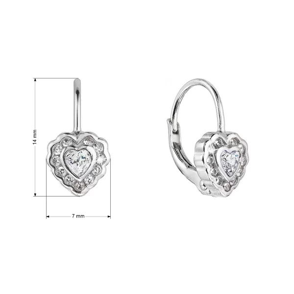 Strieborné náušnice detské srdiečka so zirkónmi 11473.1 crystal