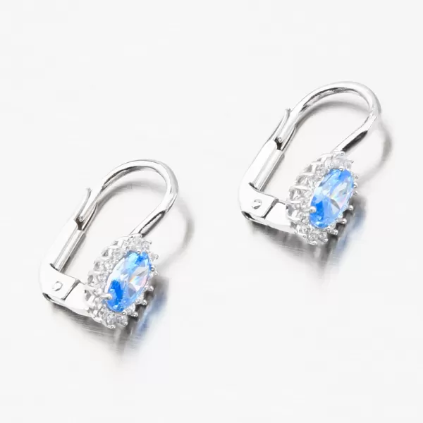 Dámske náušnice biele zlato 585 zirkón akvamarín a 12-704