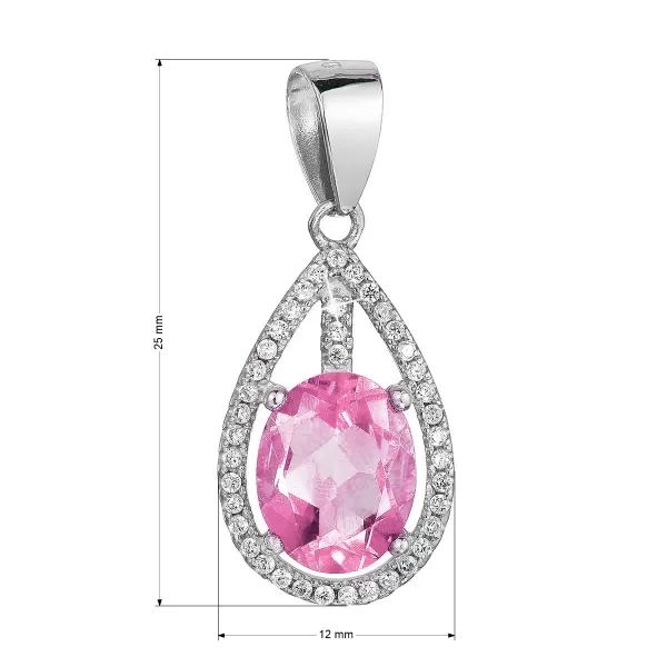 Strieborný prívesok slza ružový zirkón 14034.3 rose